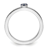 14k White Gold Stackable Expressions Created Sapphire and Dia. Ring